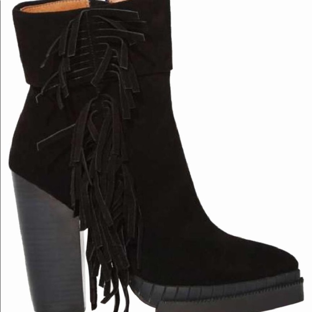 COPY - Jeffrey Campbell Black Bandero Fringe booties